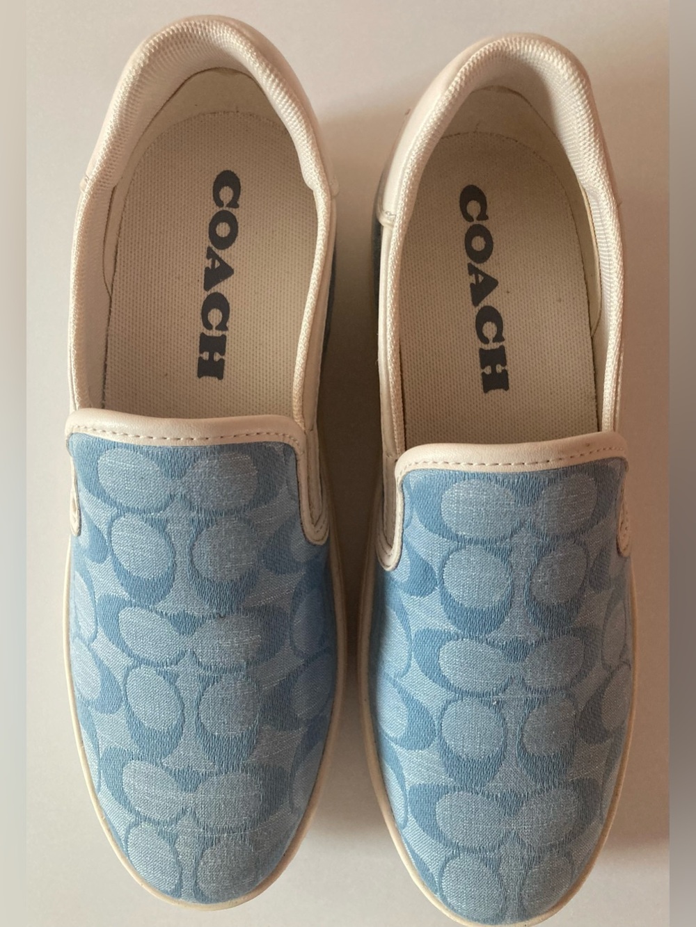 COACH Light Blue Signature Slip-On Sneakers